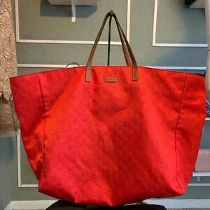 GUCCI GG pattern Large tote Duffle Bag Tote Bag Nylon Red